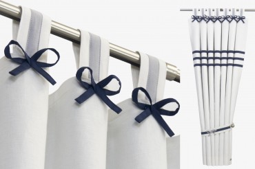 White Navy Grey Nursery Curtains 