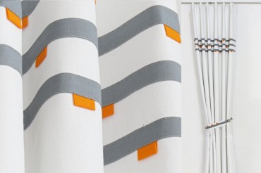 Grey & Orange Modern Curtains 