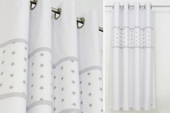 Grey Stars Nursery Curtains