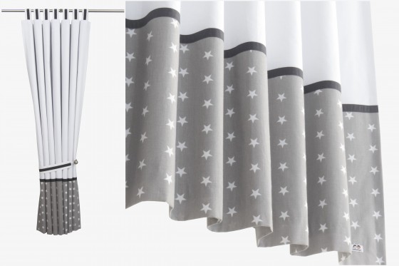 Grey Stars Nursery Curtains